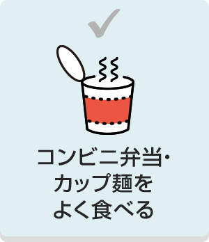コンビニ弁当・カップ麺をよく食べる
