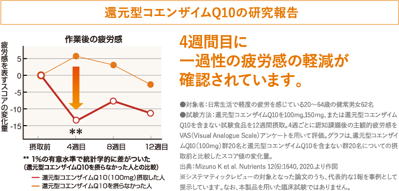 還元型コエンザイムQ10の研究報告