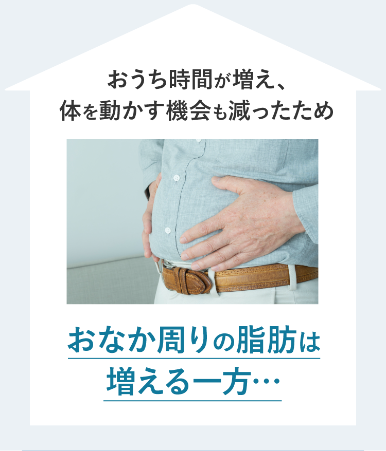 おうち時間が増え、体を動かす機会も減ったため　おなか周りの脂肪は増える一方…