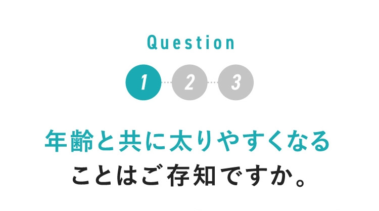 Q1 年齢と共に太りやすくなることはご存知ですか。