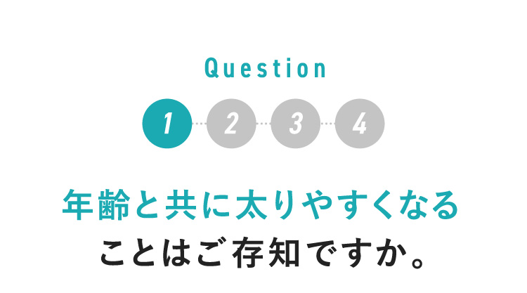Q1 年齢と共に太りやすくなることはご存知ですか。